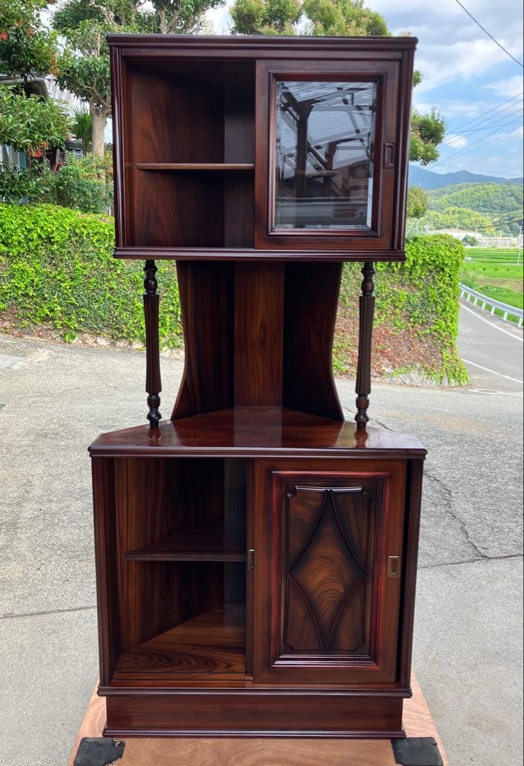 【向川様】二段型 コーナー キャビネット 収納 レトロ