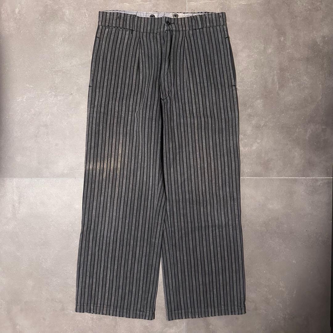 40s 50s ユーロ　フレンチ　ワーク　ストライプ　パンツ　スラックス　グレー