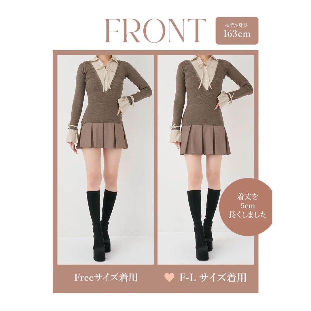 新品タグ付 ダーリッチ シャツドッキングプリーツミニワンピース ブラック フリー