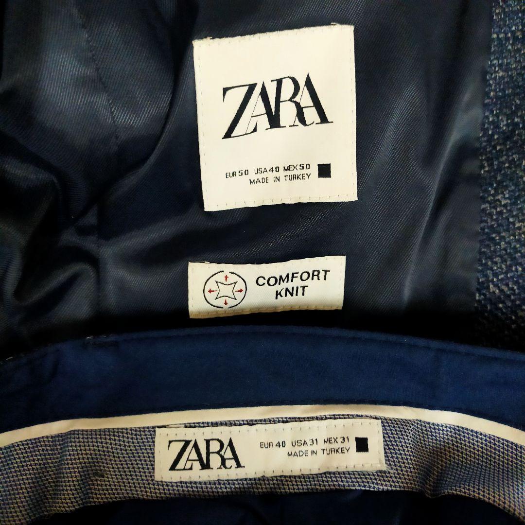 新品未使用 ザラ スーツ 上50 下40 ツィードニット ブルー スキニー