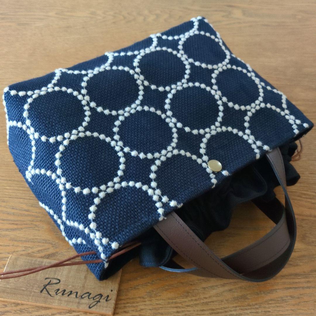 【1549】あおりポケットの巾着バッグ＊ミナペルホネン