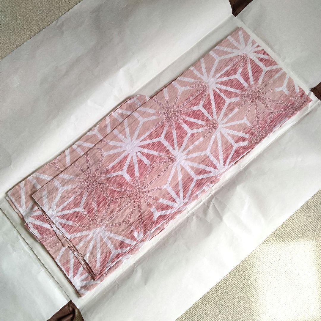 夢工房　浴衣　麻の葉　ピンク　レディース浴衣　古典柄　透かし織