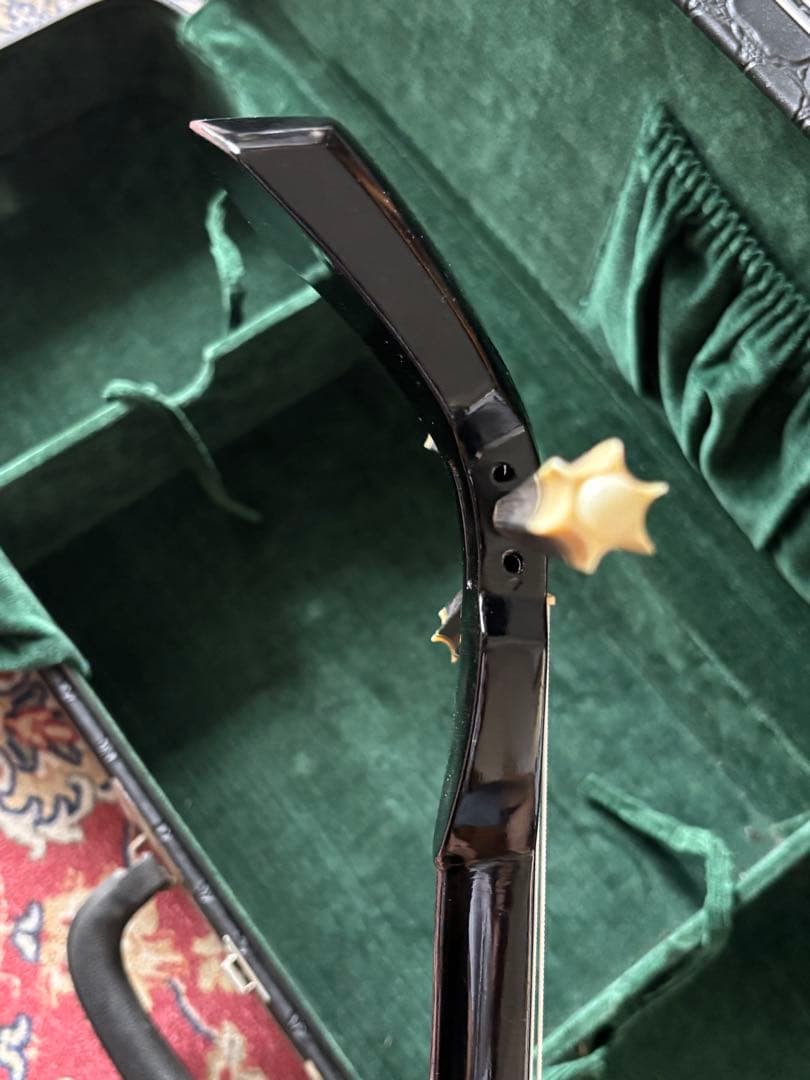 古い黒檀三線　両面本皮張り　現状！