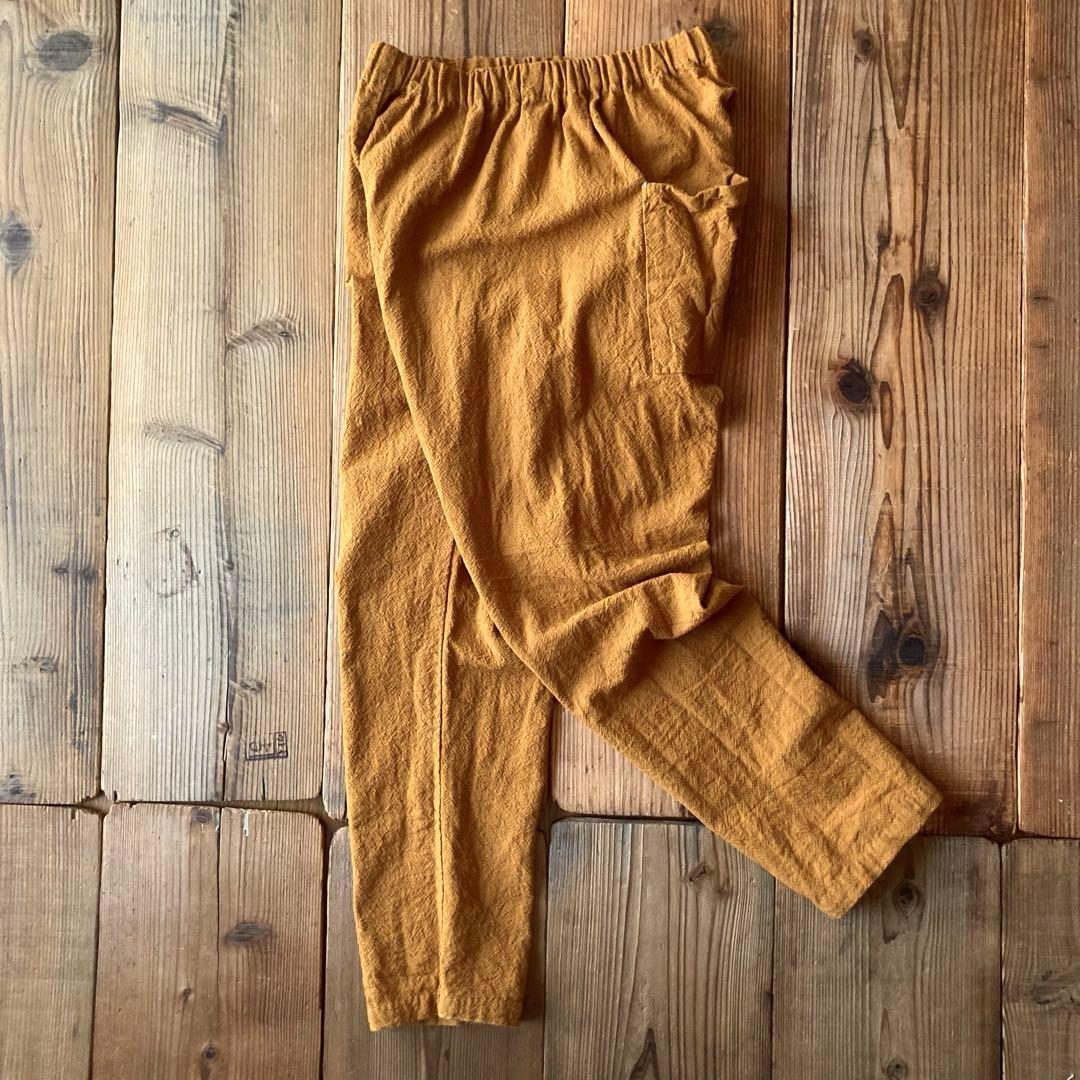 コットンリネン シンプルもんぺ クルミ うなぎの寝床 M寸