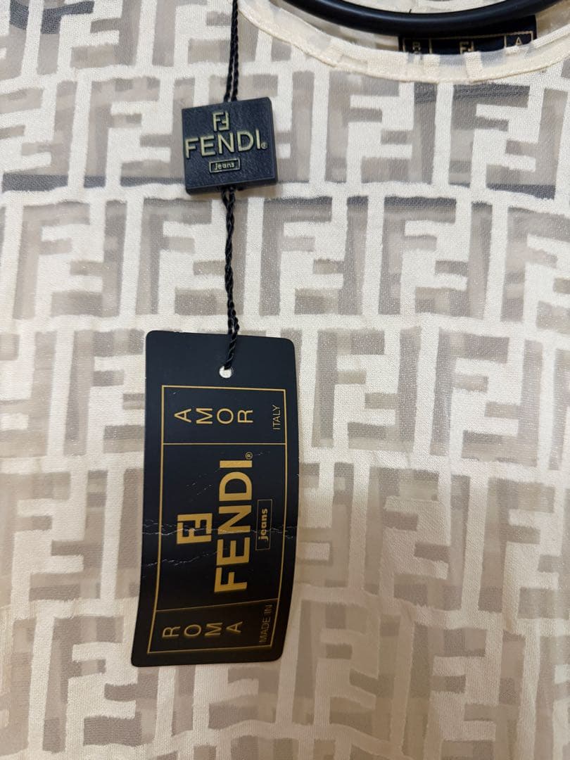 未使用 FENDI ズッカ柄 FFロゴ メッシュ シースルー Tシャツ y2k