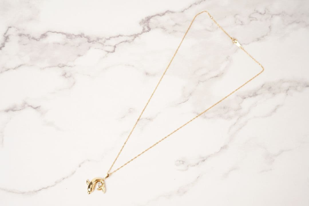 K18✨イルカデザイン ネックレス ストーン装飾