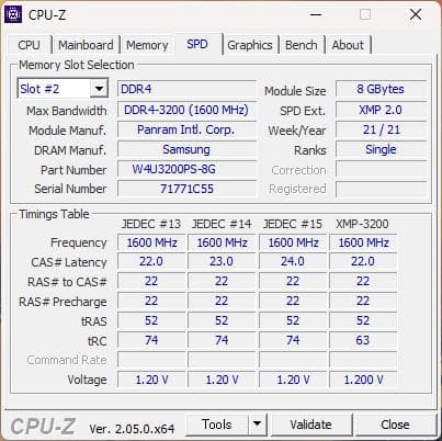【動作保証付き】CFD Panram DDR4 3200 16GB（8G×2枚）