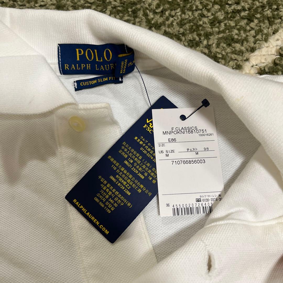 新品タグ付 ラルフローレン 長袖ポロシャツ M 白