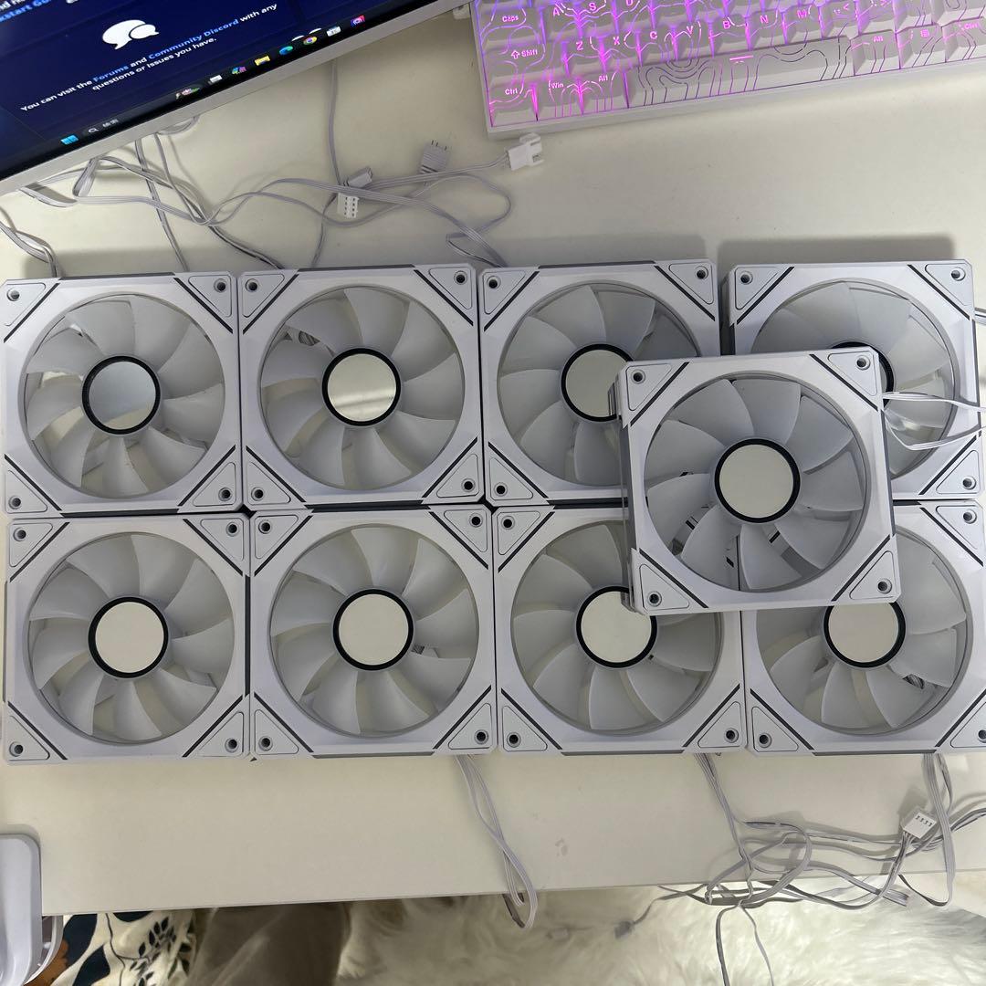 AsiaHorse ARGB 　ケースファン　ホワイト　120mm 9台