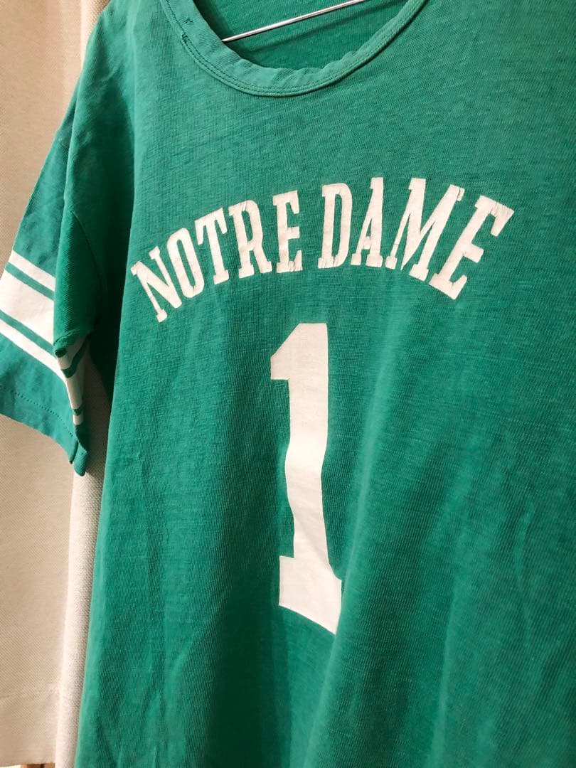 70's champion NOTRE DAME バータグ フットボールtシャツ