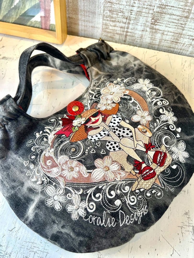 お纏めリクエスト＊ロラライハリス♡ブラックWデニム絞りバッグ♡ベロアのショルダー