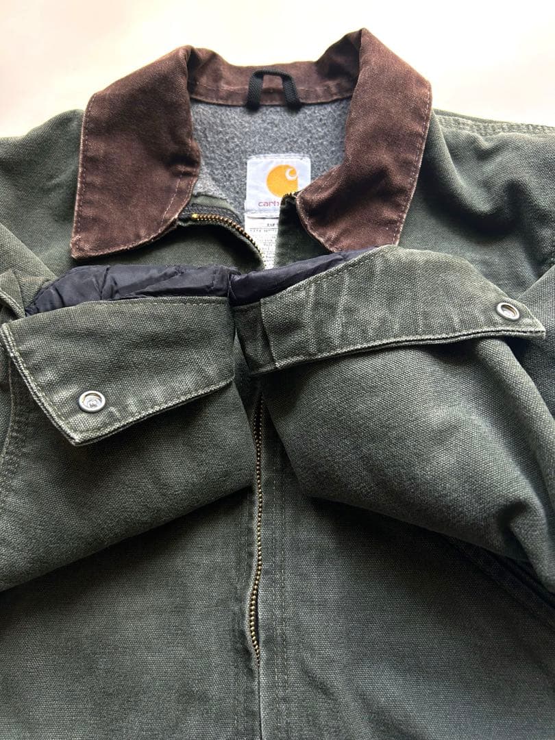 Carharttキッズ ワークジャケットUSA製オリーブグリーンM（8)キッズ