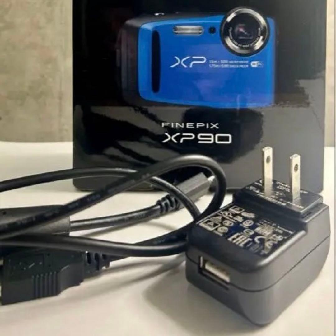 FUJIFILM FINEPIX XP90ブルー防水デジカメ　超美品