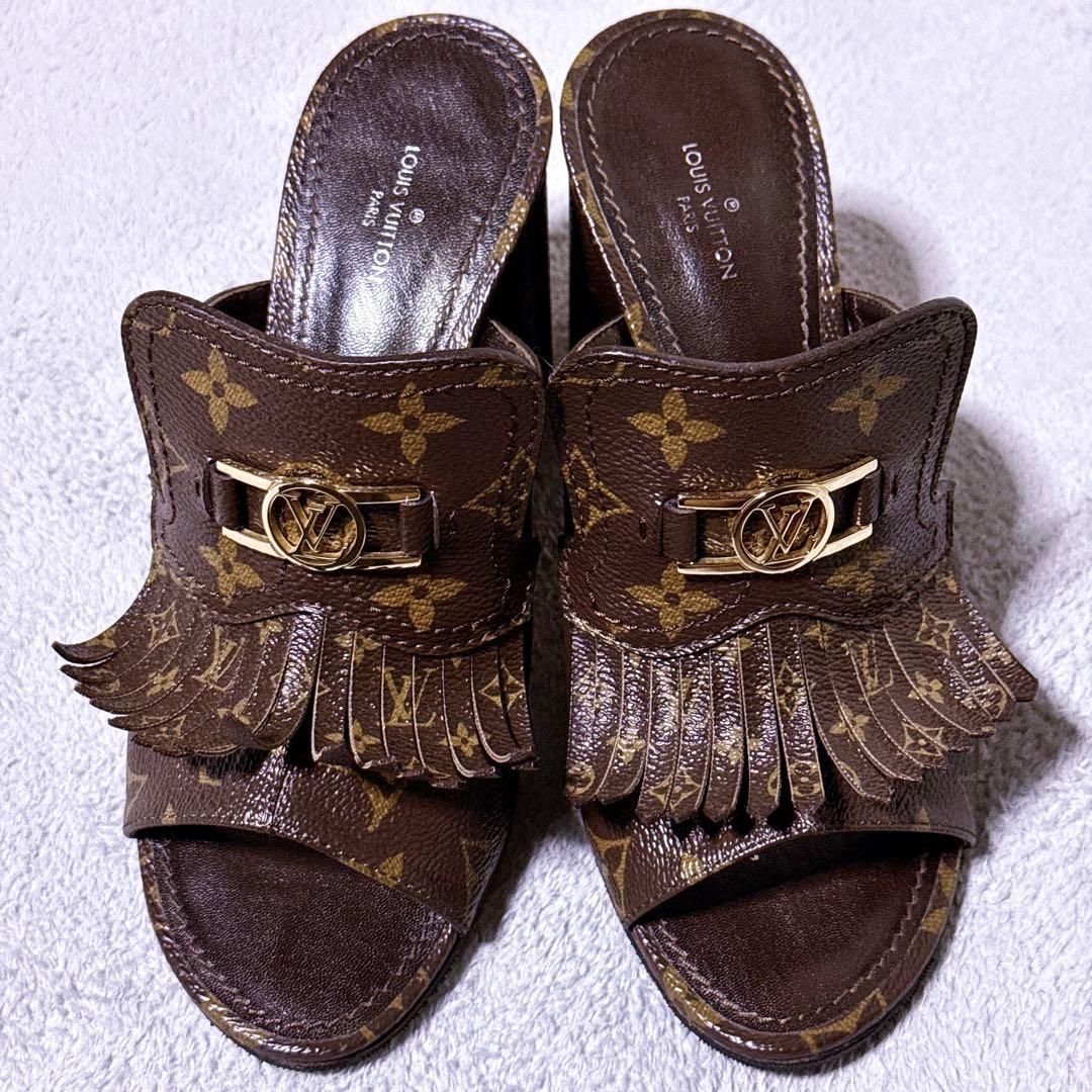 箱付き【未使用級】ルイヴィトン インディアナラインミュール モノグラム LV金具