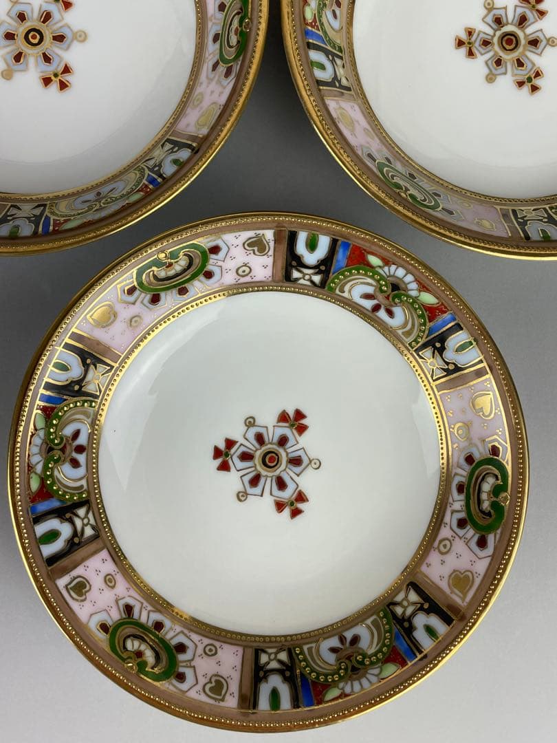 【美品】オールドノリタケ 金盛り ティーカップ ソーサー ３小皿セット