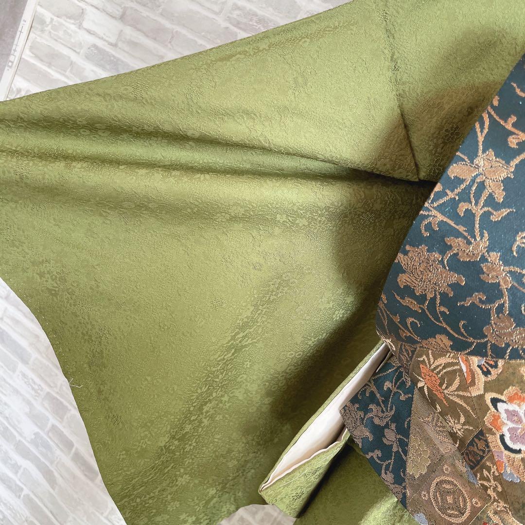 色無地　フルセット　グリーン　躾糸付き　地紋　入学式　シンプル　礼装　I10