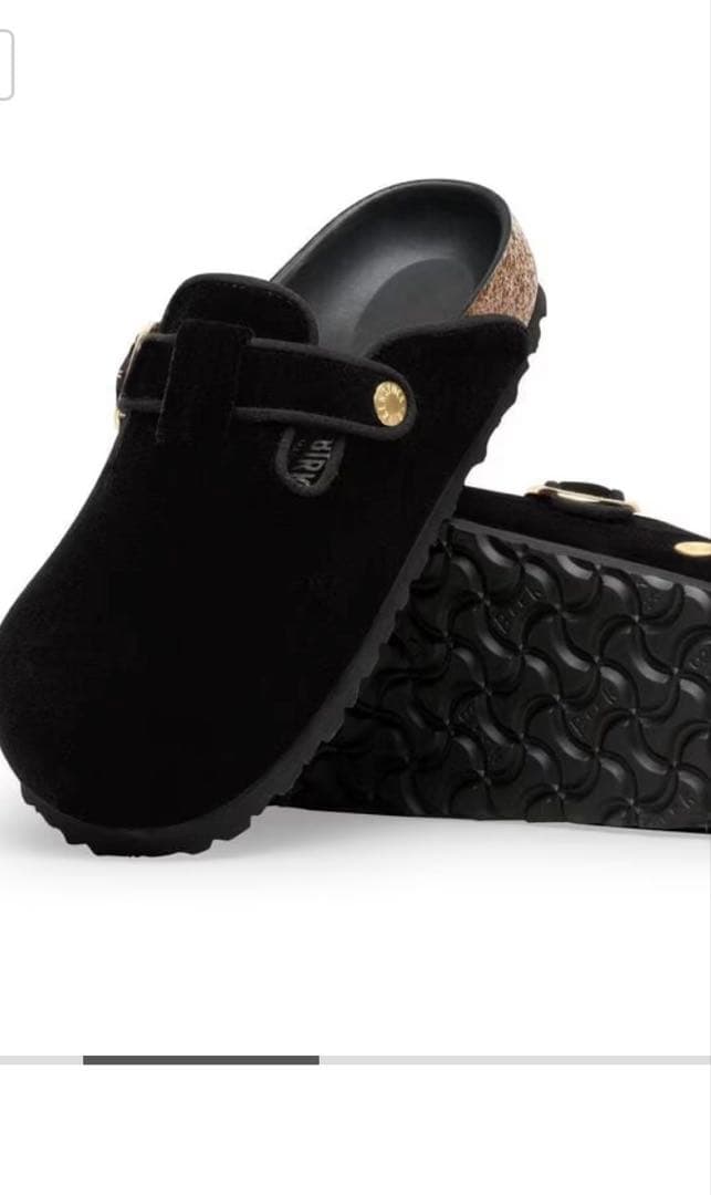 ビルケンシュトックボストンビックバックルパイピングリベットロゴ