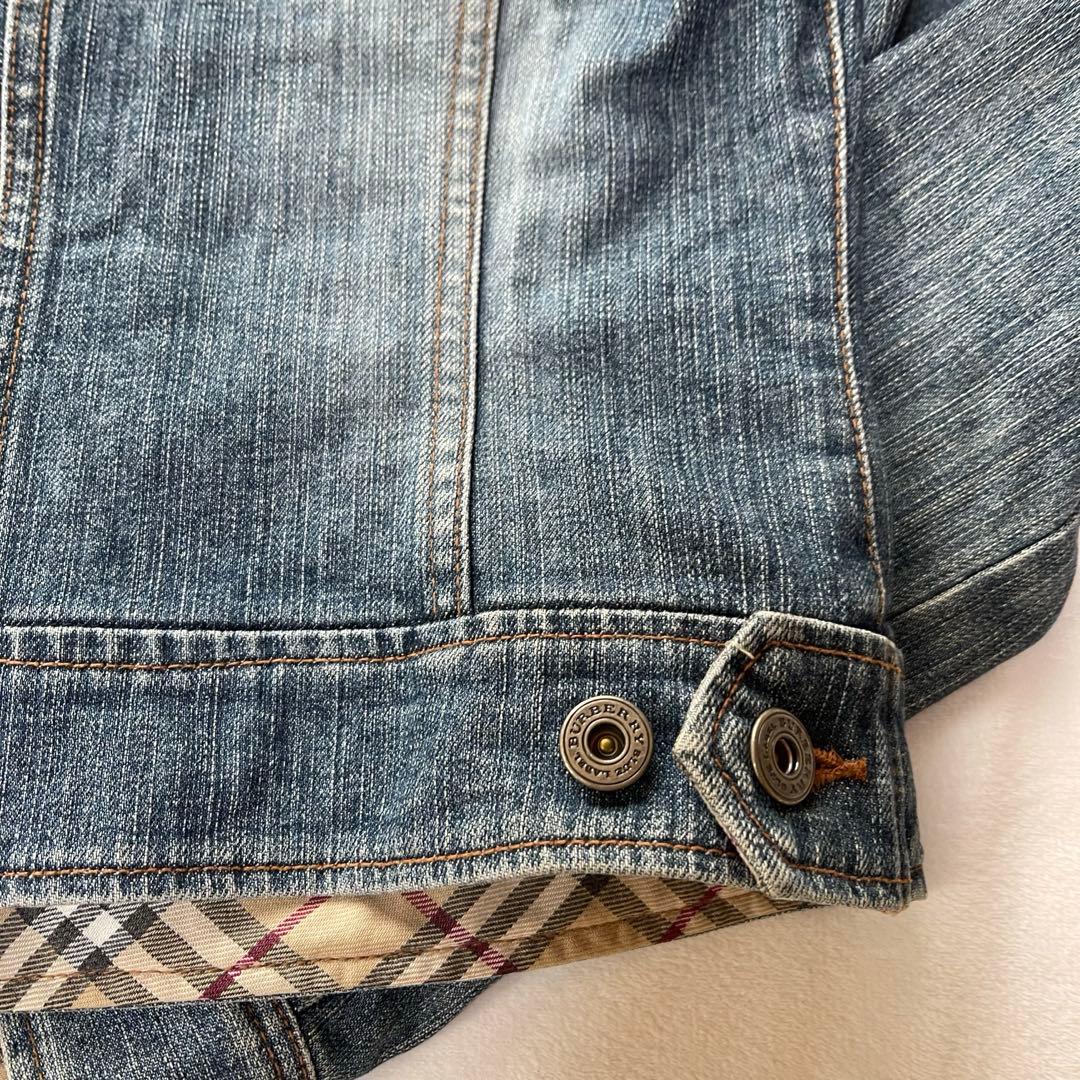 バーバリーブルーレーベル デニムジャケット ノバチェック ハート 刺繍ロゴ