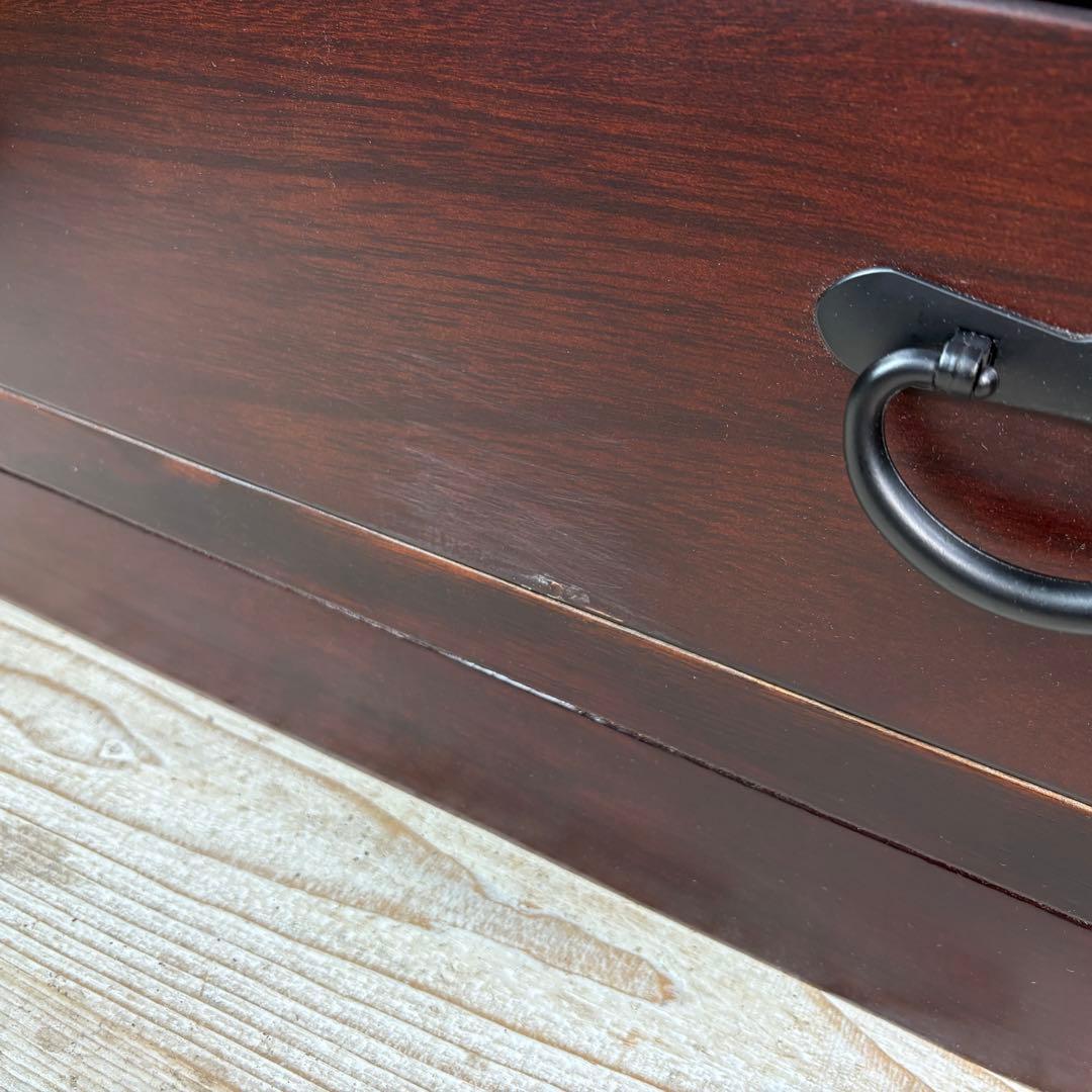 訳あり品【129】民芸家具引き戸付きタンスチェスト木製桐材無垢収納家具多引き出し