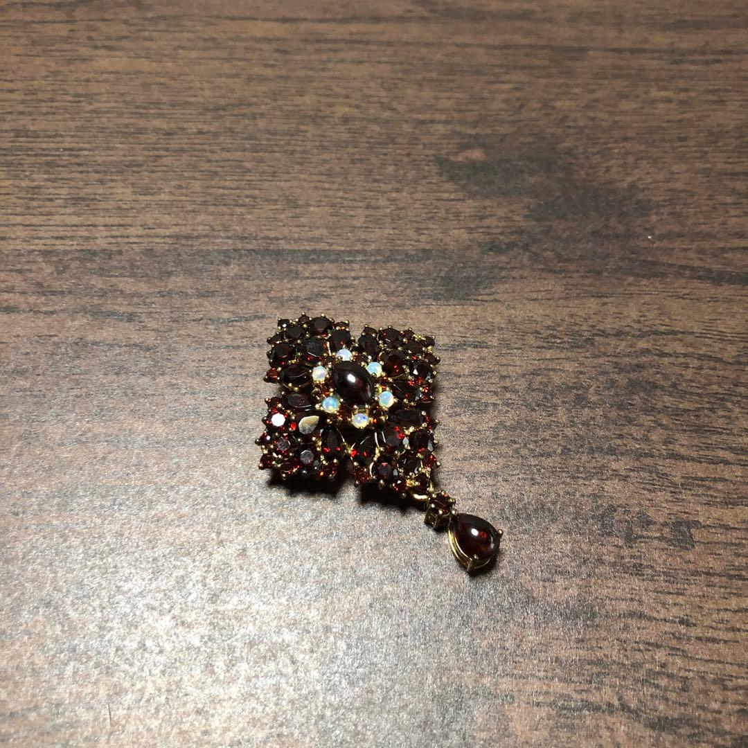 Rokuzan碌山 ガーネット オパール ブローチ 兼 ペンダント2way