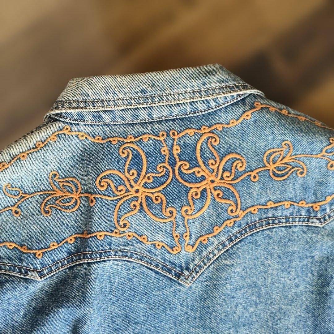 EDWIN 90s ヴィンテージ Gジャン 刺繍デニムジャケット メンズMサイズ