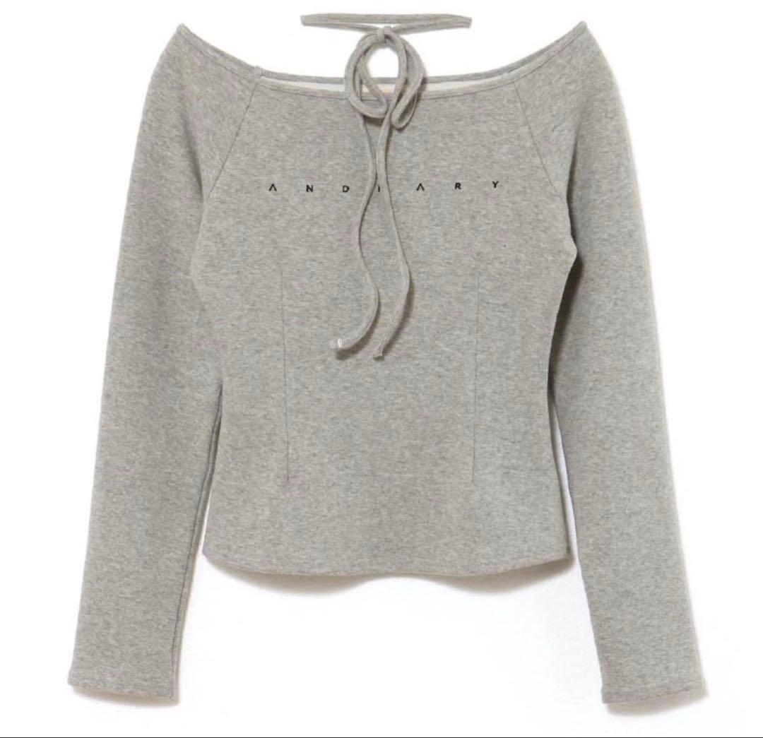 トップス andmary Mary logo choker tops gray