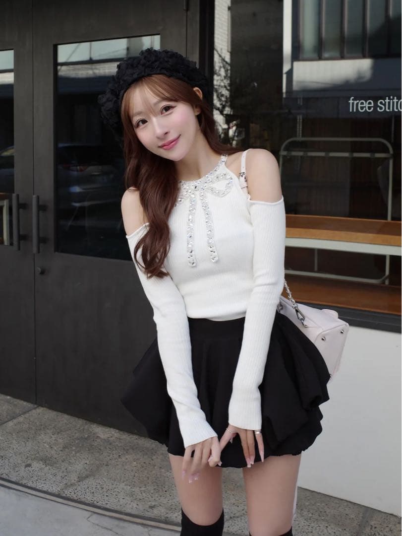 新品タグ付 ダーリッチ ブラック フリー ボリュームバルーンミニスカート F