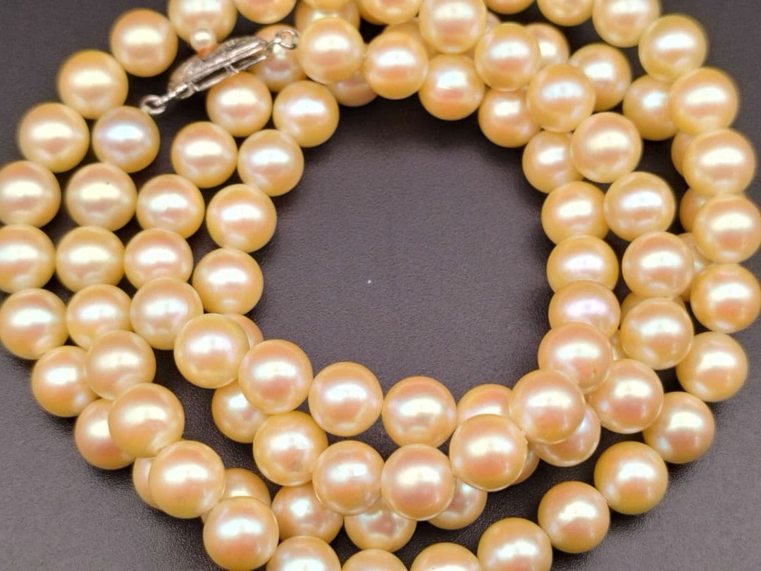 アコヤ本真珠 ロングパールネックレス あこや 照り silver925