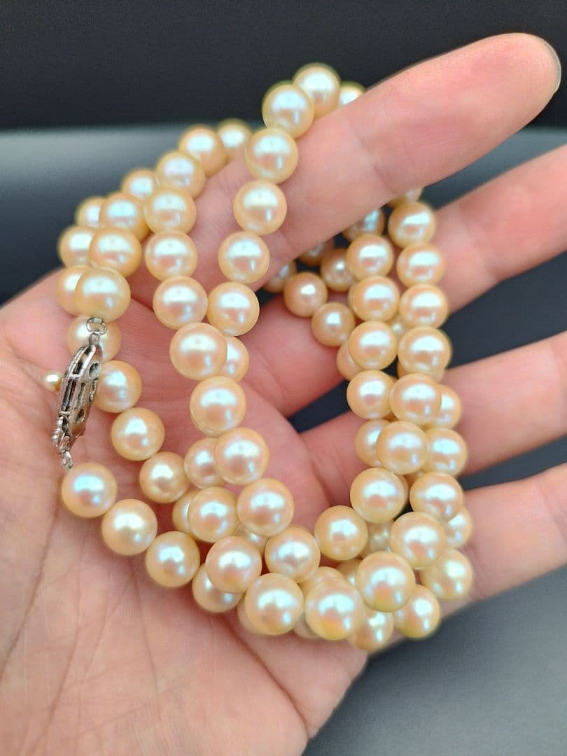 アコヤ本真珠 ロングパールネックレス あこや 照り silver925