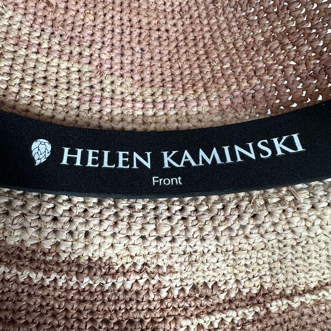 美品★ ヘレンカミンスキーHELEN KAMINSKI麦わら帽子 ロゴ金具