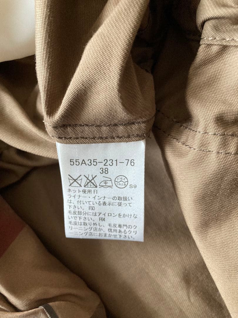 バーバリーブルーレーベルモッズコート フリース裏地 ファー付き