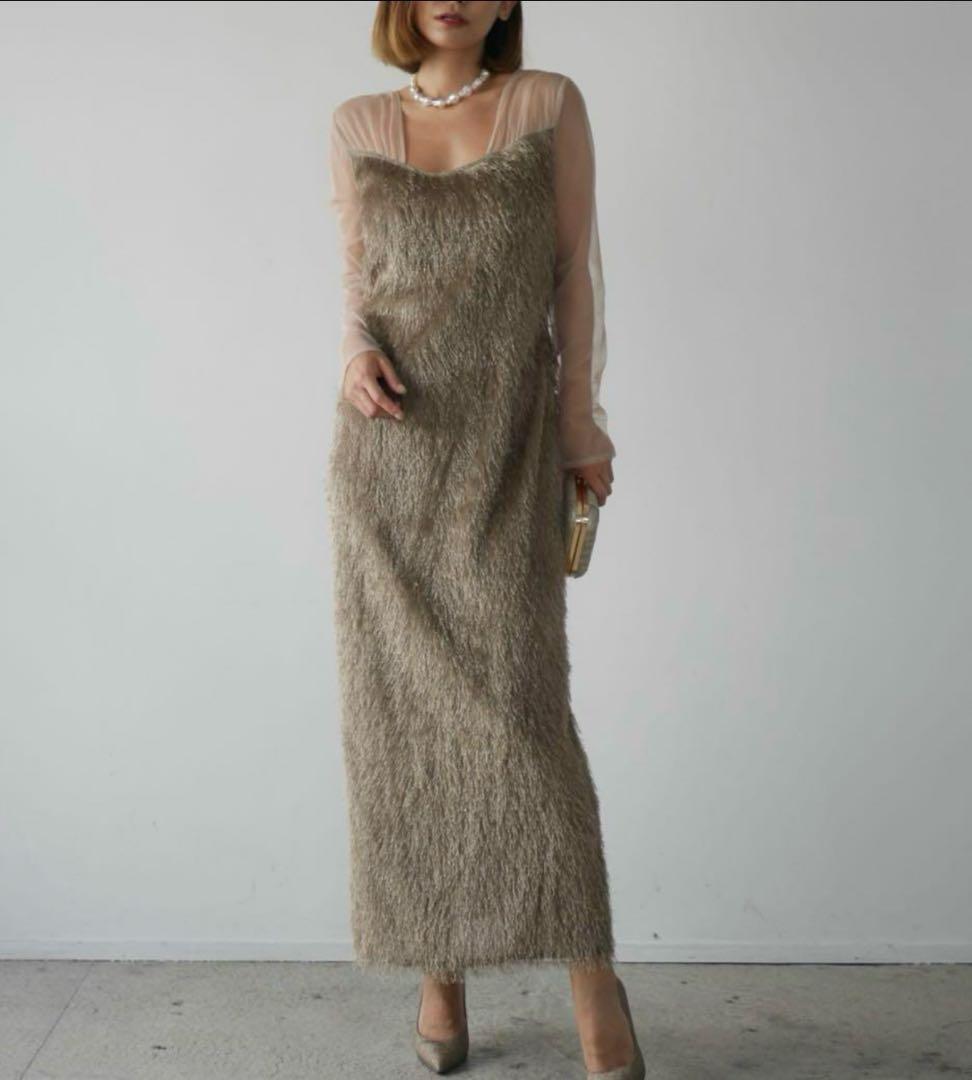 myshawty お呼ばれドレス結婚式ドレスファー風キャミソール