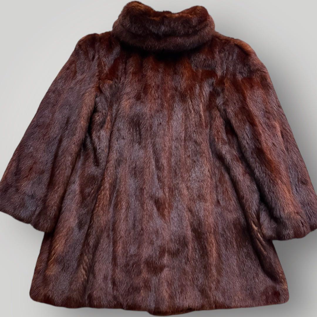 本毛皮 ウィーゼル リアルファーコート 毛皮 レディース ブラウン