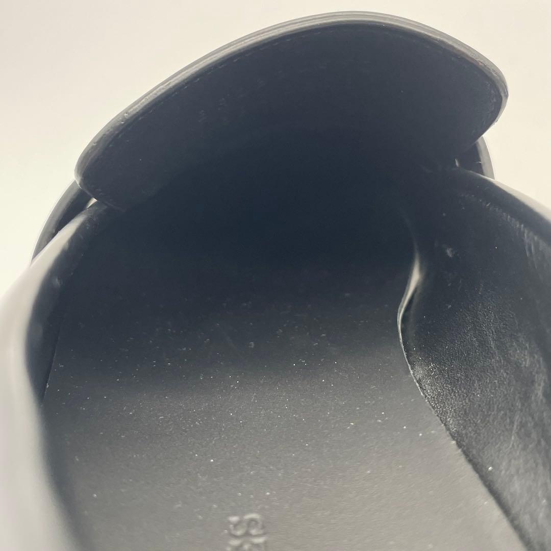 HERMES エルメス　ローファー　モカシン　ブラック　クロ　レザー