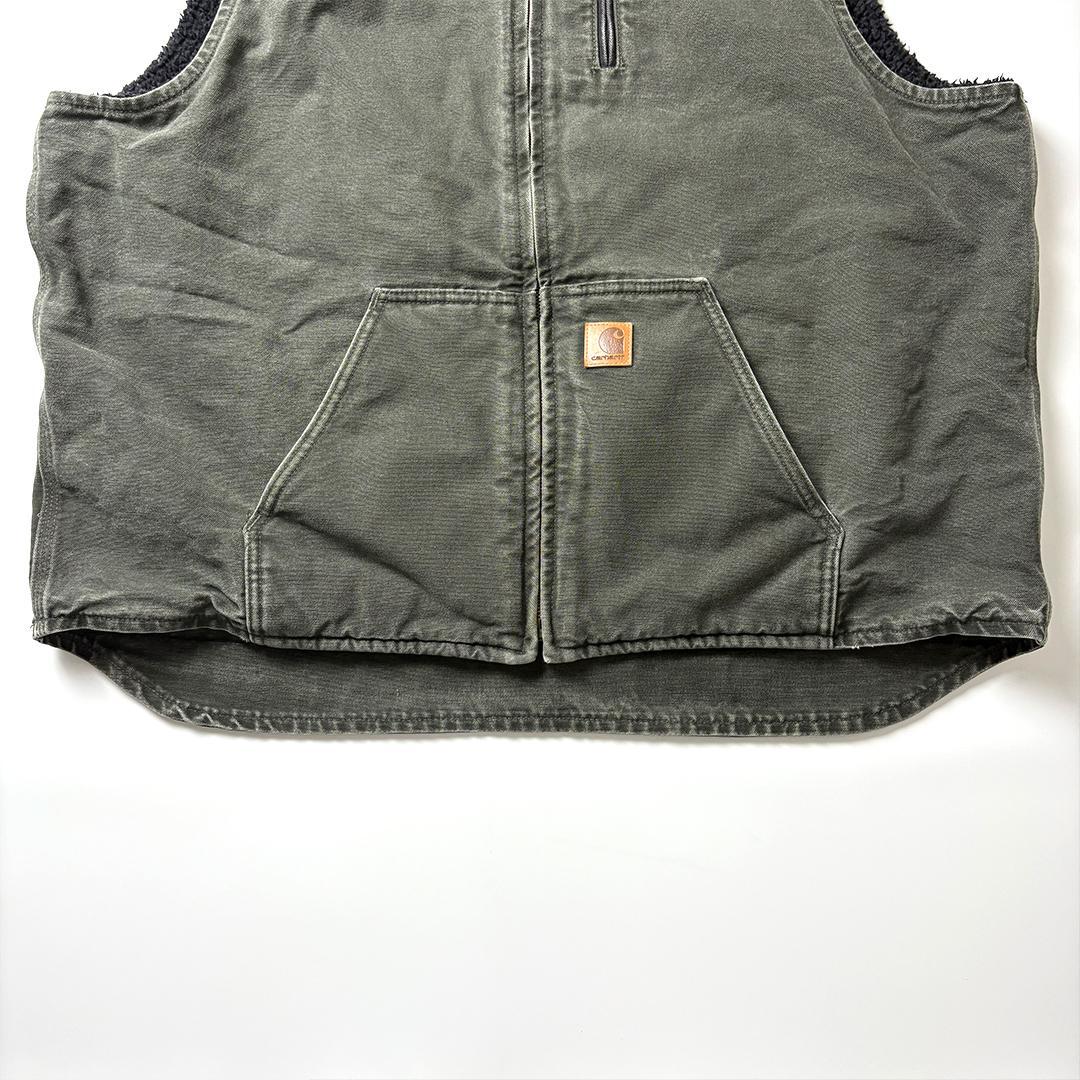 carhartt ダックベスト 裏ボア 2XL モスグリーン ブラック