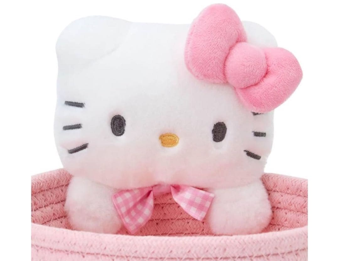 激レア❣️ハローキティ　マスコット付きロープバスケット　Mサイズ　収納ボックス