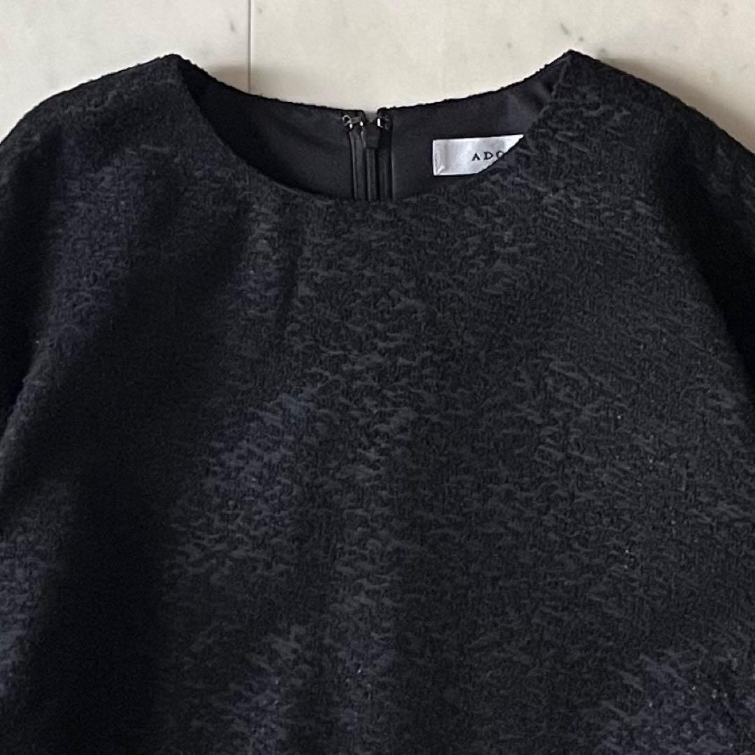 定価3,9万♪美品 アドーア ラメブークレブラウス 38 ブラック 黒 日本製