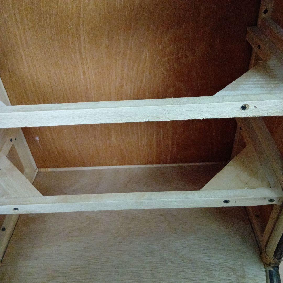 籐家具ラタン 昭和レトロ エスニック アジアンラック ４段木製チェスト ブラウン