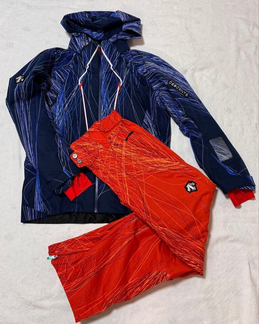 DESCENTE スキーウェアセット ネイビーオレンジ