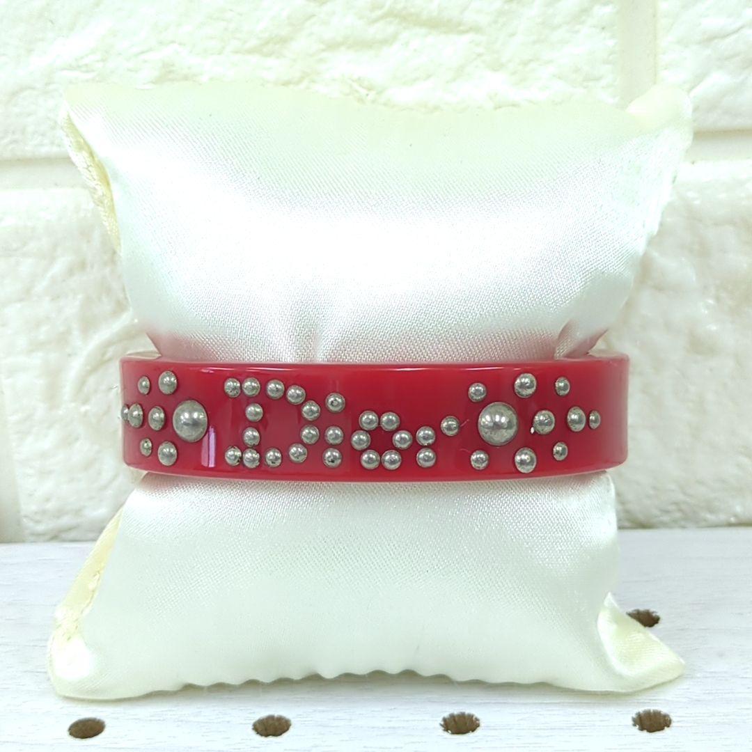 Dior ディオール ロゴバングル ラインストーン レッド