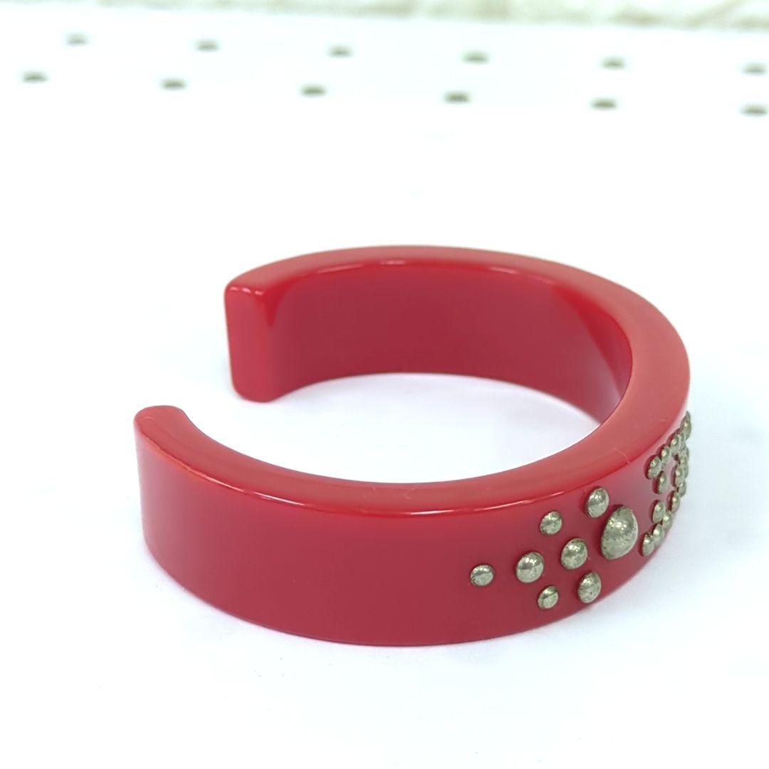 Dior ディオール ロゴバングル ラインストーン レッド