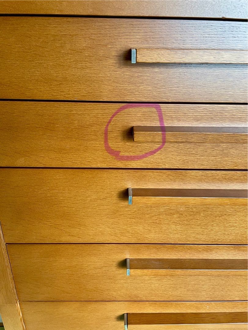 旭川家具　天然木製 ナラ材チェスト 幅1150mm