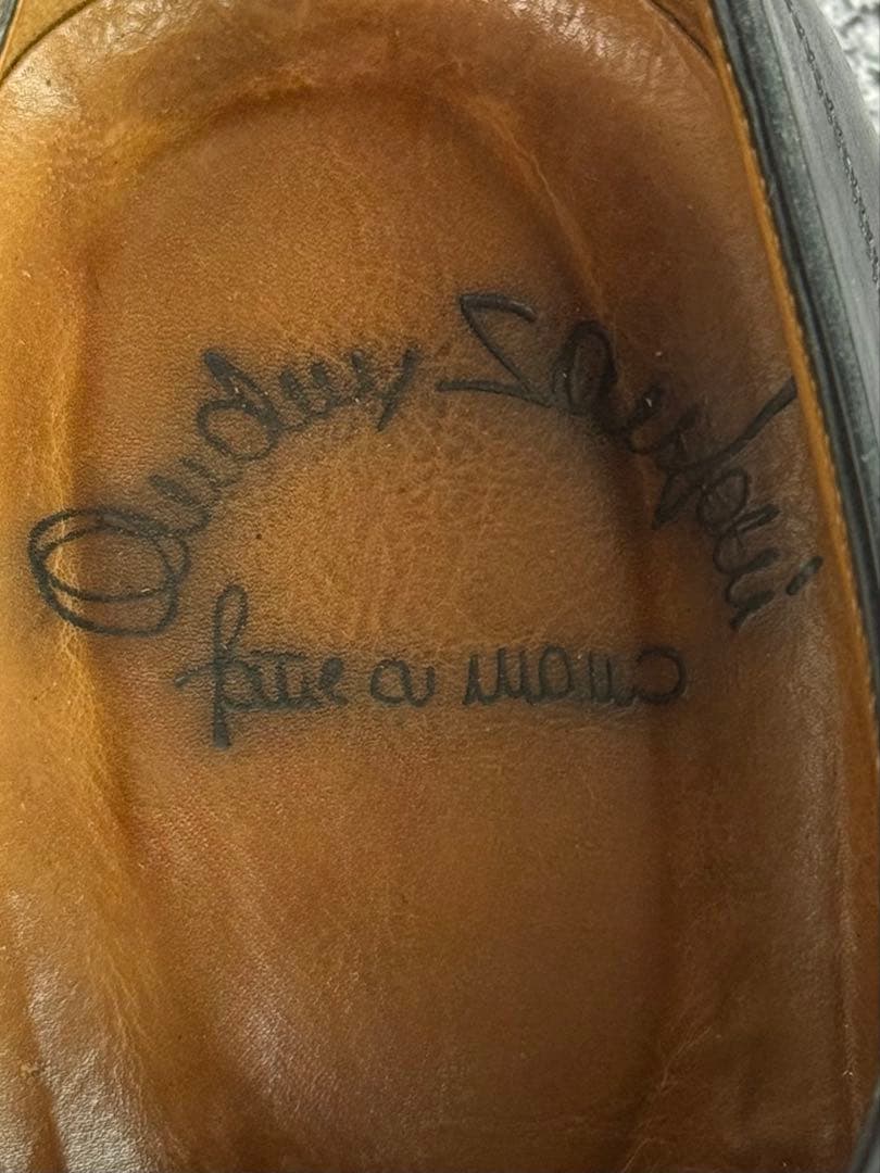 サントーニ　ブラインドブローグ　レザーシューズ　サイズ7.5　ブラック