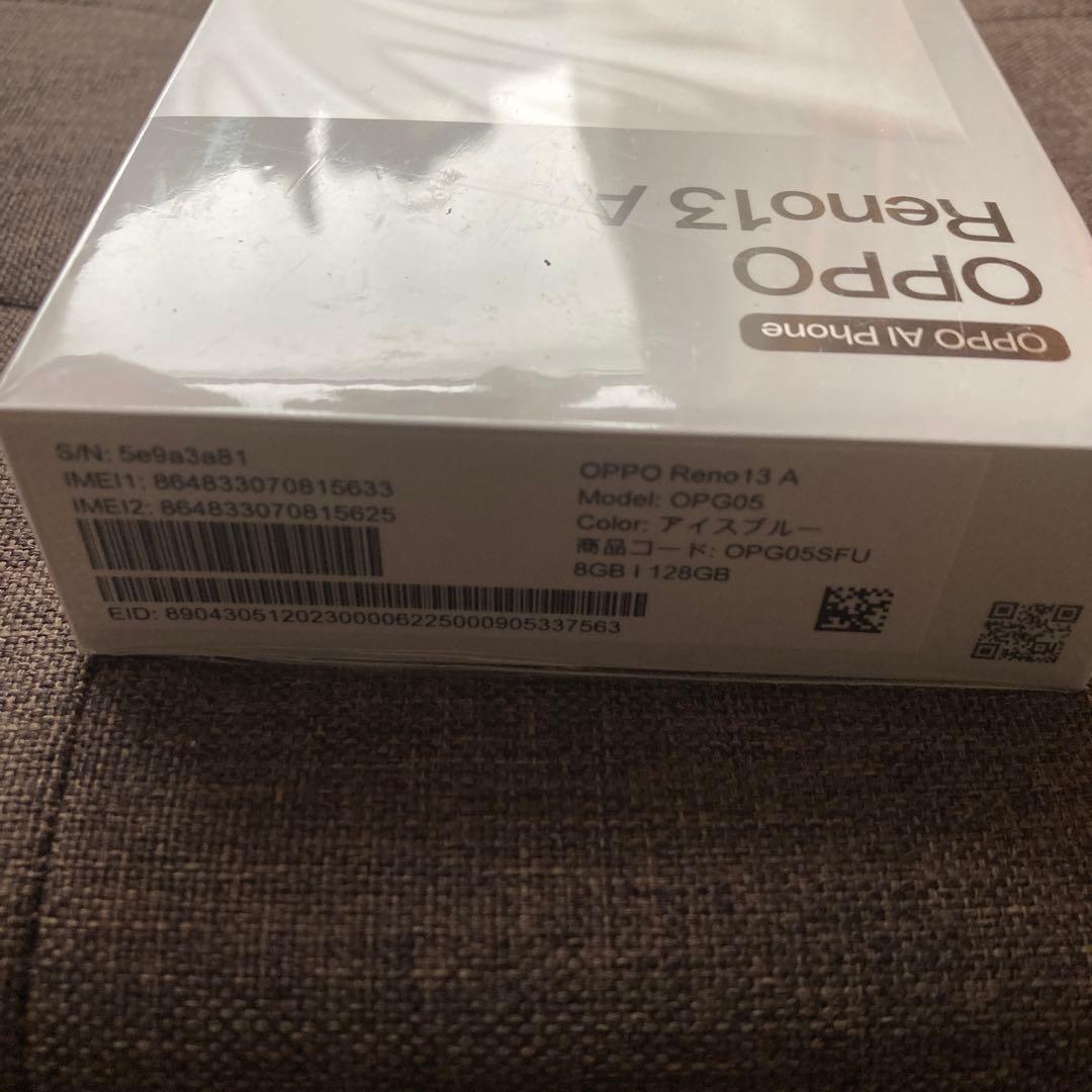 新品未使用 OPPO Reno13A本体128gb アイスブルーsimフリー