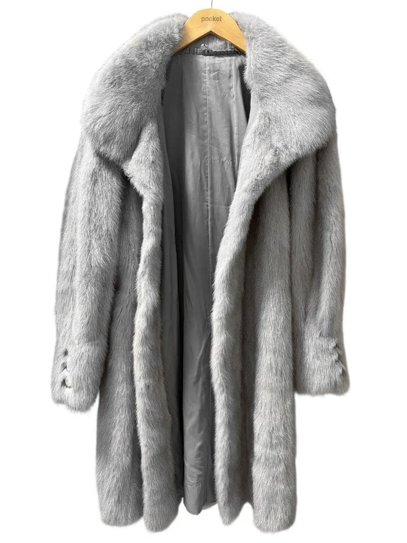 美品美色　ミンクコート　染め色　襟2way　毛皮　リアルファー　柔らか　ミドル丈