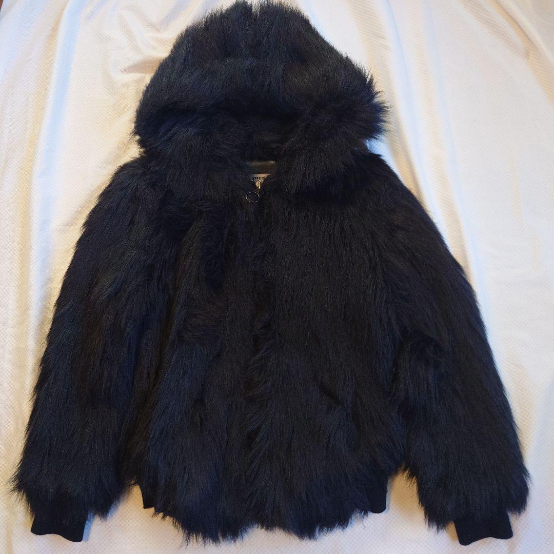 DIESEL ディーゼル　フェイクファー コート ジャケット ブラック XS