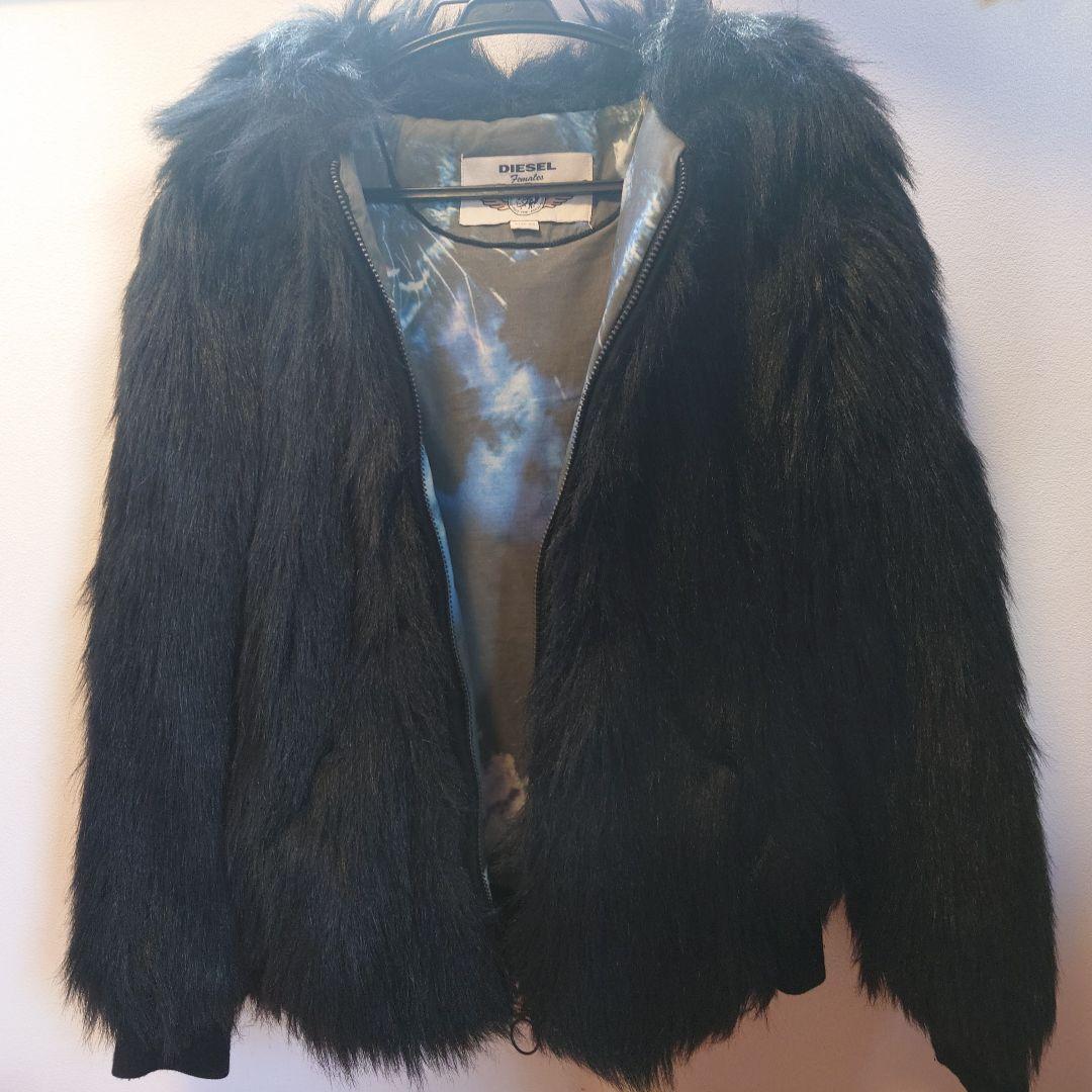 DIESEL ディーゼル　フェイクファー コート ジャケット ブラック XS