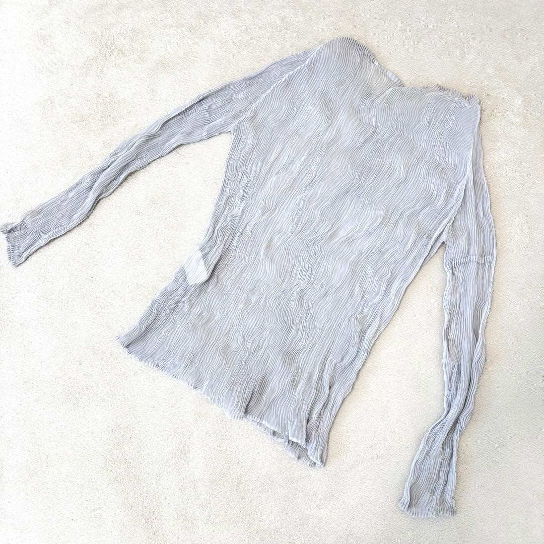 極美品✨ISSEY MIYAKE プリーツ　グレー　長袖　トップス　Lサイズ