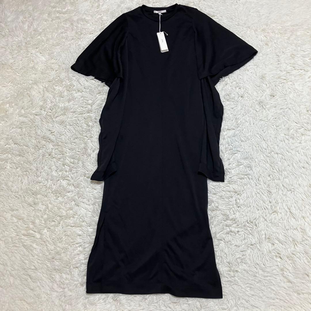 新品 UN3D アンスリード ケープスリーブワンピース ブラック ３６