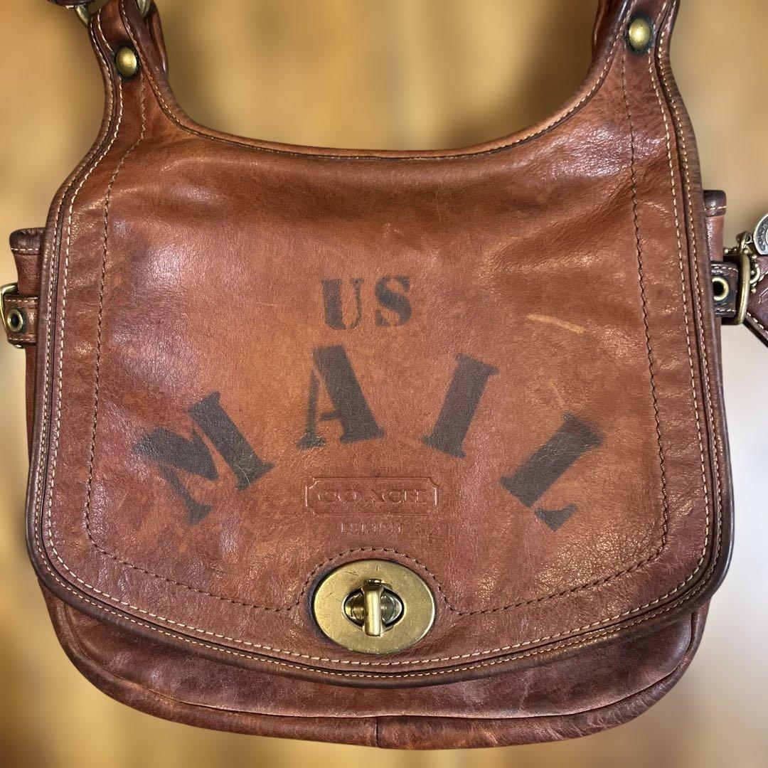 珍品　OLDコーチ　US MAIL ショルダーバッグ　ターンロック　ブラウン